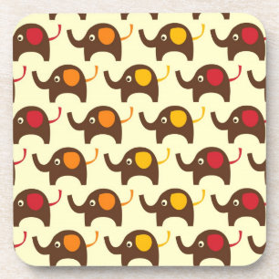 Dessous-de-verre Motif mignon de nature de kawaii d'éléphants de