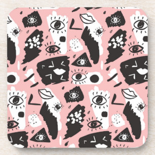 Dessous-de-verre Motif moderne abstrait d'oeil et de lèvres