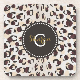 Dessous-de-verre Motif moderne chic brun cheetah imprimé monogramme