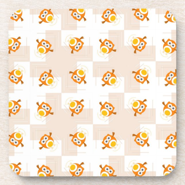 Dessous-de-verre Motif orange d'illustration de hibou (Devant)