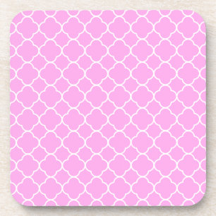 Dessous-de-verre Motif Quatrefoil Rose Et Blanc