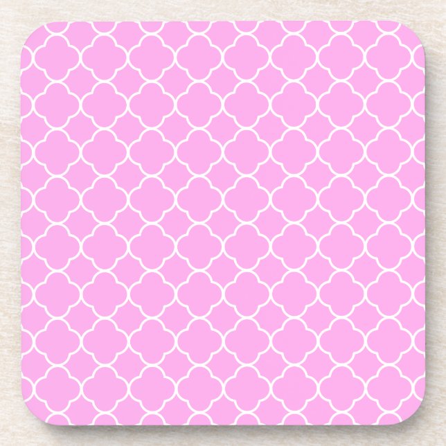 Dessous-de-verre Motif Quatrefoil Rose Et Blanc (Devant)