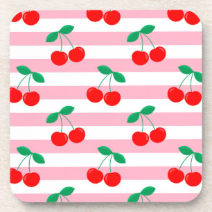 Dessous-de-verre Motif Rayure Cerise – Cadeau & Décoration de Fruit