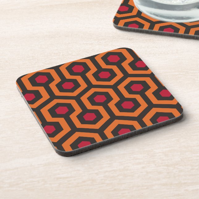 Dessous-de-verre Motif rétro moderne orange rouge Brown Hexagon (Côté gauche)