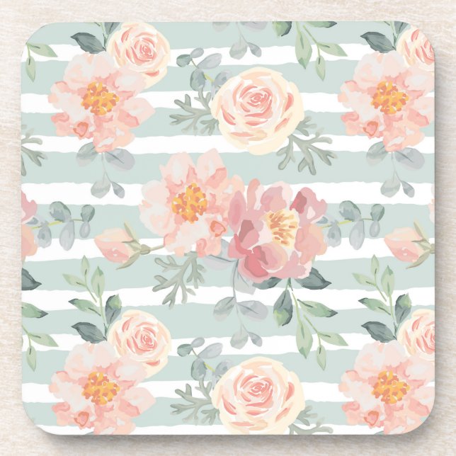 Dessous-de-verre Motif rose de rayure d'Alicia (Devant)