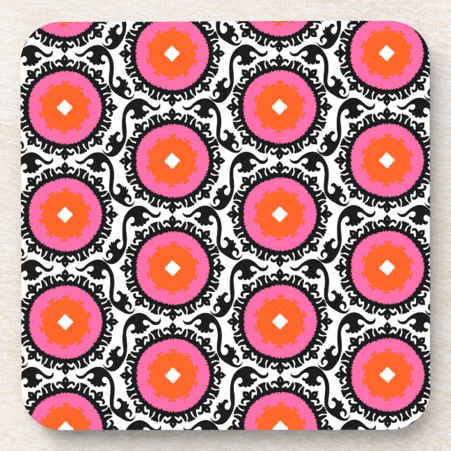 Dessous-de-verre Motif rose de Suzani (Devant)