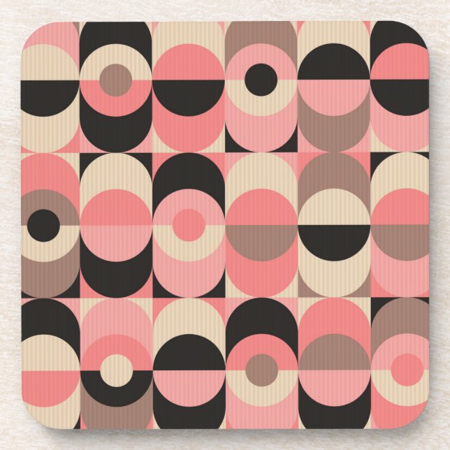 Dessous-de-verre Motif rose moderne de la moitié du siècle (Devant)