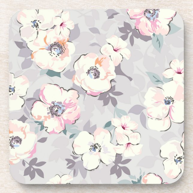 Dessous-de-verre Motif rose mou d'aquarelle (Devant)