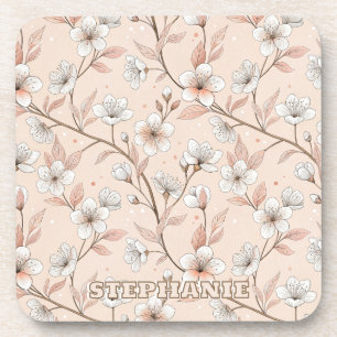 Dessous-de-verre Motif Sakura en fleurs de cerisier rose sur rose (