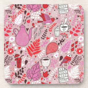 Dessous-de-verre Motif savoureux avec des oiseaux et des fleurs