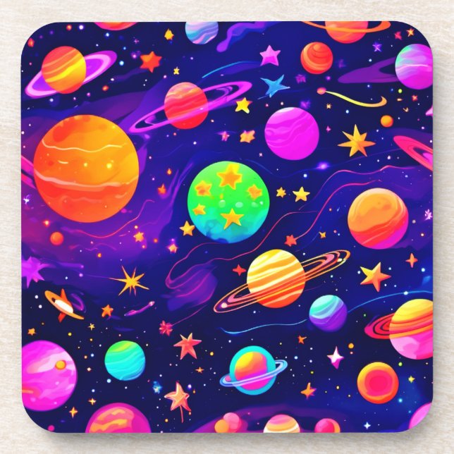 Dessous-de-verre Motif spatial coloré (Devant)