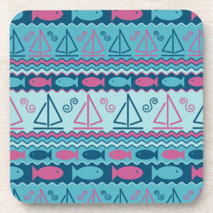 Dessous-de-verre Motif superbe de poissons et de voilier