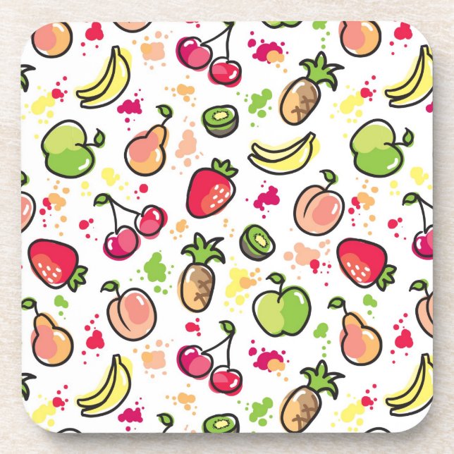 Dessous-de-verre motif tiré par la main de fruits (Devant)