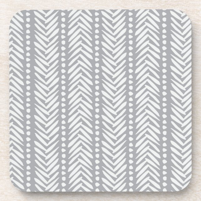 Dessous-de-verre Motif tiré par la main gris de Chevron (Devant)