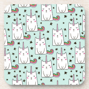 Dessous-de-verre Motif tiré par la main mignon de chat de licorne