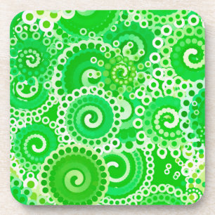 Dessous-de-verre Motif tourbillon fractal, nuances vert printemps