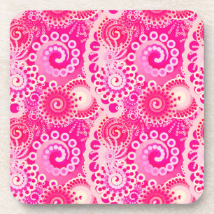 Dessous-de-verre Motif tourbillon fractal, teintes rose fuchsia