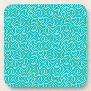 Dessous-de-verre Motif tourbillon japonais - turquoise et aqua