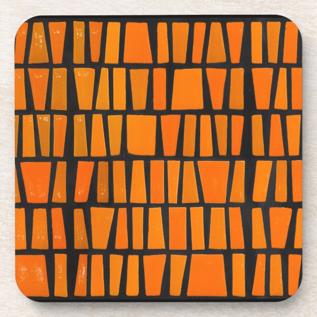 Dessous-de-verre Motif tribal d'Afrique orange et noire (Devant)