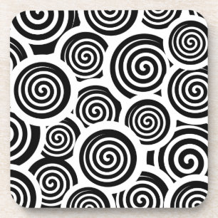 Dessous-de-verre Motif vectoriel spirale noire et blanche
