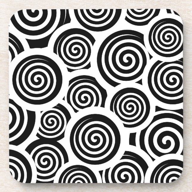 Dessous-de-verre Motif vectoriel spirale noire et blanche (Devant)