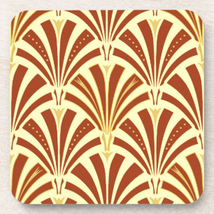 Dessous-de-verre Motif ventilateur Art déco - cuivre sur jaune