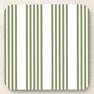 Dessous-de-verre Motif vert olive et blanc cinq bandes