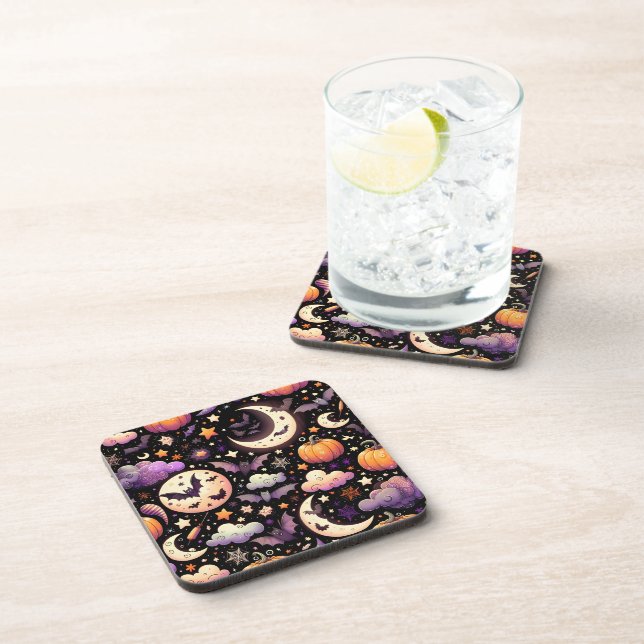 Dessous-de-verre Motif Whimsical Halloween Night Sky (Côté Droit)
