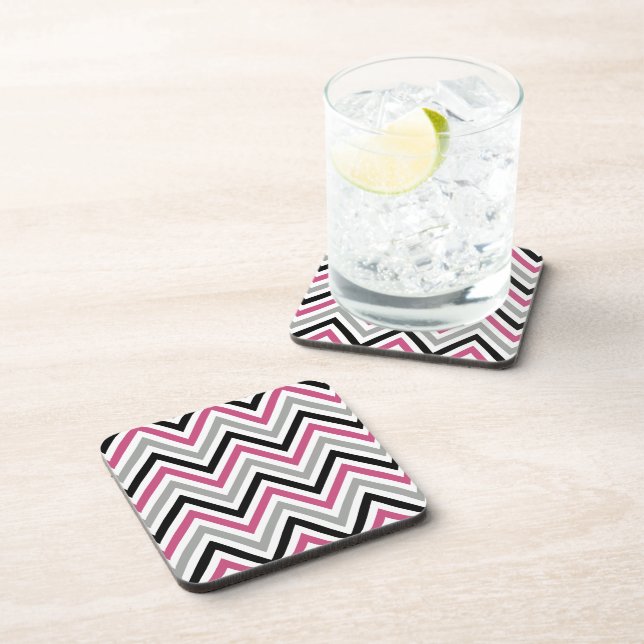 Dessous-de-verre Motif Zigzag, Motif Chevron, rose, gris, noir (Côté Droit)