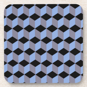 Dessous-de-verre Motifs de cube isométrique Black Blue et Heather