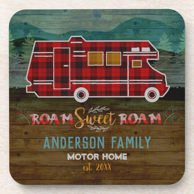 Dessous-de-verre Motorhome rv Camper Travel Van Rustic Personalized (Devant)