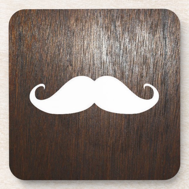Dessous-de-verre Moustache blanche drôle sur l'arrière - plan en (Devant)