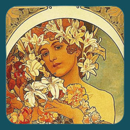 Dessous-de-verre Mucha - Dame aux Lys