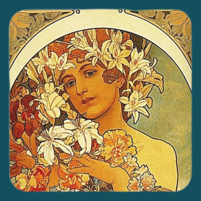 Dessous-de-verre Mucha - Dame aux Lys (Créateur téléchargé)