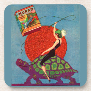 Dessous-de-verre Murad cigarettes dame équitation tortue géante