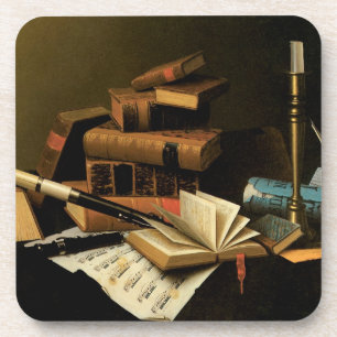 Dessous-de-verre Musique et Littérature par William Harnett, Beaux-