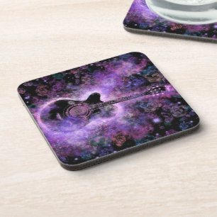 Dessous-de-verre Musique guitare romantique Boisson Coaster violet