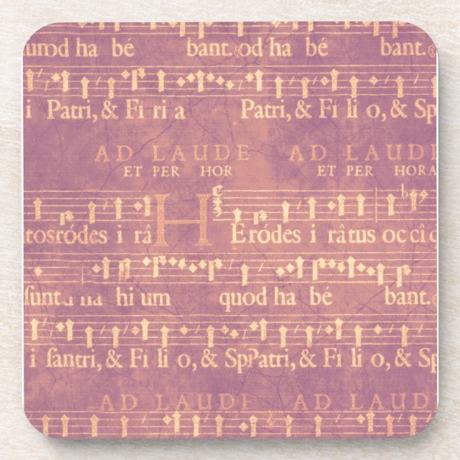 Dessous-de-verre Musique jaune clair sur Grunge Purple (Devant)