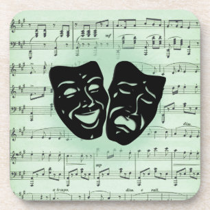 Dessous-de-verre Musique verte et masques grecs de théâtre
