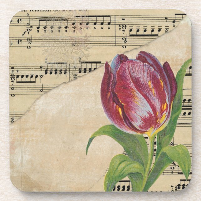 Dessous-de-verre Musique victorienne vintage Tulips romantiques (Devant)