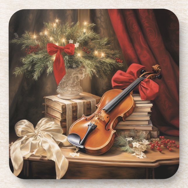 Dessous-de-verre Musique violon de Noël (Devant)