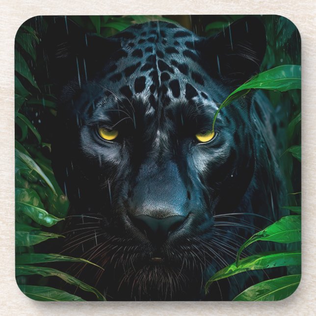 Dessous-de-verre Mystérieux Black Panther Jungle Faune Design (Devant)