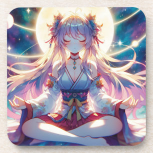 Dessous-de-verre Namaste Anime Girl Meditating