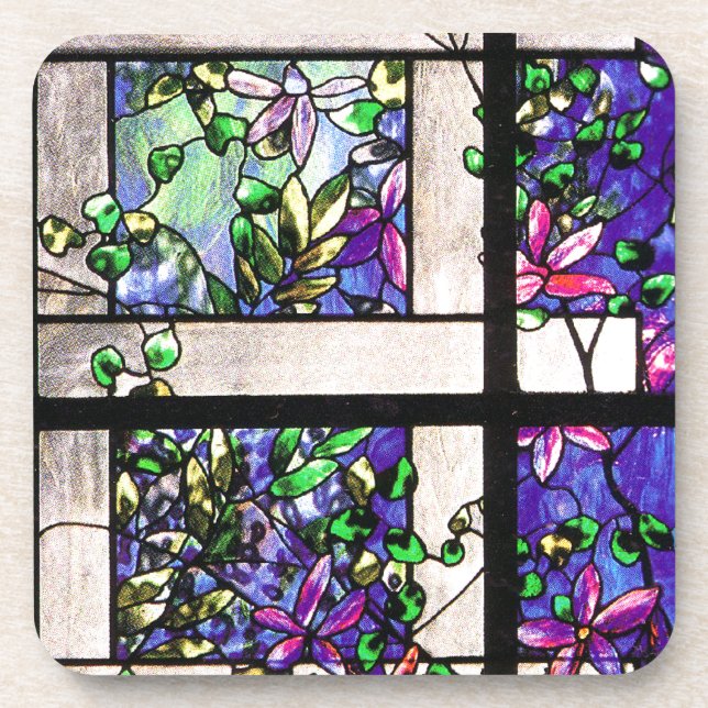 Dessous-de-verre Nature en verre souillé de Nouveau Tiffany d'art (Devant)