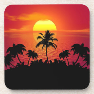 Dessous-de-verre Nature Sunset Palm