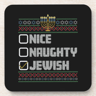 Dessous-de-verre Naughty Nice juif Père Noël laide Noël Hanoukka
