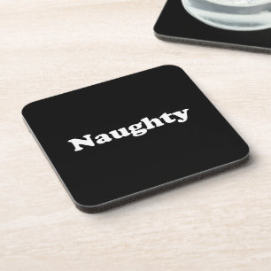 Dessous-de-verre Naughty ou Nice, double face, noir blanc