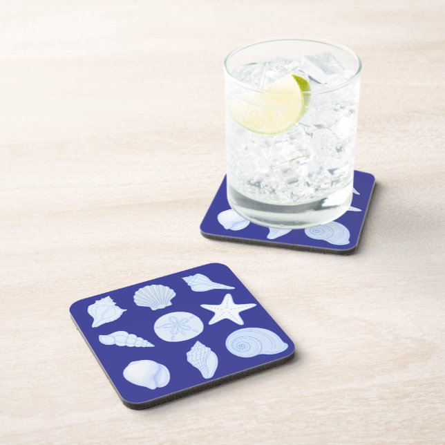 Dessous-de-verre nautical blue coasters with seashells (Côté Droit)