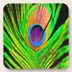 Dessous-de-verre Neon Colors Peacock Feather