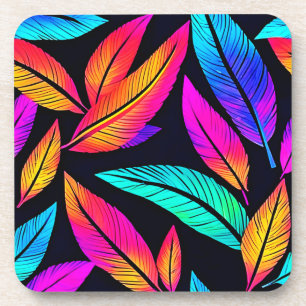 Dessous-de-verre Neon Feather Motif Art Vibrant